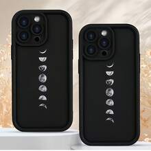 1个渐变边框多巴胺创意地球环月亮手机壳，兼容 16/17 Pro Max，全包防震保护套，简约设计，可爱卡通风格，完美保护您的手机，兼容荣耀X7/三星Galaxy A56 5G/Smart 8/Hot 40/传音Spark 30C/Spark Go 2024/Note 14 5G/Moto E22/E22i/A54 - 黑色 - 查看 5