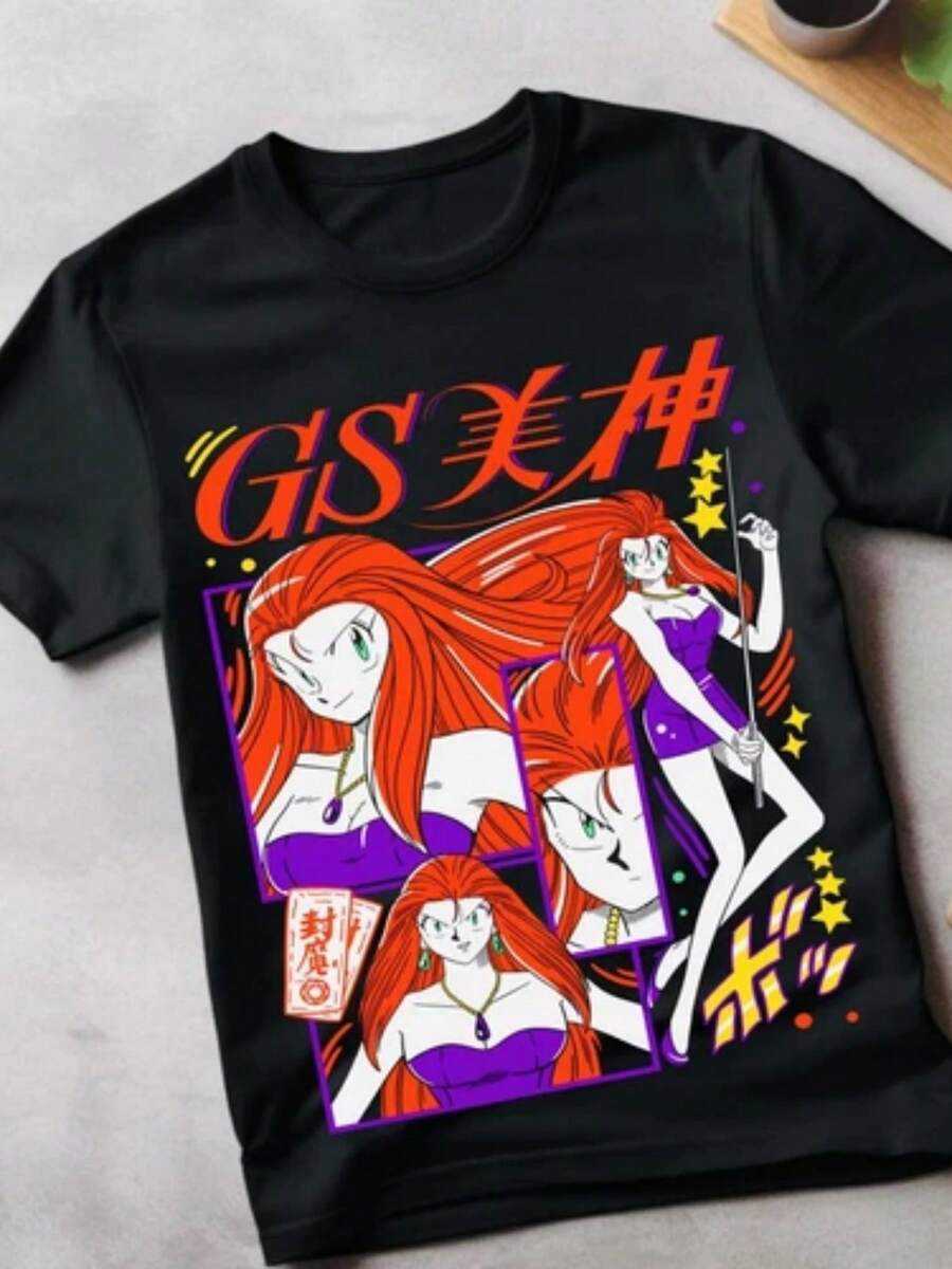 Ghost Sweeper Mikami-Shirt Vintage 90s Anime Kawaii Girl Anime Clothes - 黑色 - 查看 1