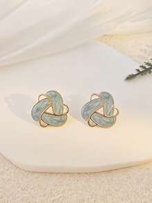 Court-Style Enamel Oil Drip Triangular Geometric Earrings, Fashionable Hollowed-Out Rotating Flower Earrings For Women Simple Stainless Steel Women's Gold Round Heart Shape Stud Earrings Summer Beach Vacation Bikini Accessories Attractive Clothes, Wedding Dresses Accessories - Versatile JewelryPerfect For Wearing While Swimming, Bathing, Exercising ,Great For Valentines Day, Birthday, Mother Day, And Vacation Surprises. - Multicolor - View 14