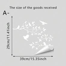 1/2 piezas Calcomanía de ventana con silueta de pájaro blanco abstracto, pegatina de vinilo con patrón de rama de árbol removible, sin gel, adherencia estática, adecuada para decoración de puertas de vidrio del hogar - Multicolor - Ver 14