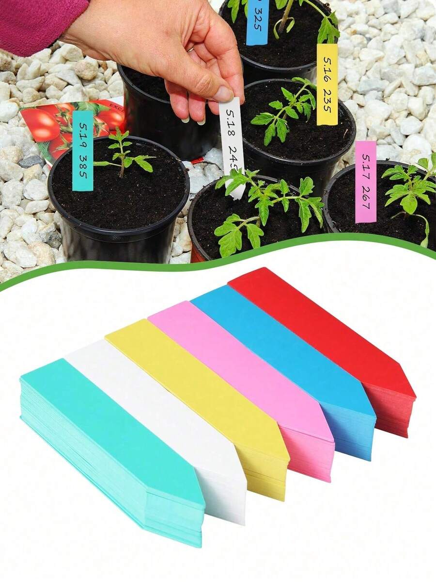 100个防水植物标签，塑料花园标签，盆栽标记，可重复使用防水育苗标签，植物名称标签，盆栽标记，适用于花卉和种子，必备园艺配件 - A - 查看 1