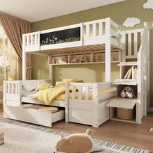 Kids Bed Frames, Headboards & Footboards - White + Wood+Metal - View 1