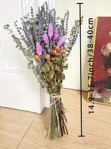 1 Buquê Arranjo Floral de - Capim-das-Pampas, Lavanda, Flores Coloridas de /Verão, Decoração Versátil para Casa, Boho, Fazenda, Jardim Moderno, Buquê de Plantas Naturais para Vasos, Casamentos, Aniversários, Festas, Adereços de Fotografia, DIY - mansão - Visão 2