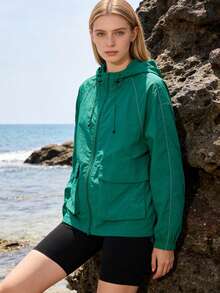 女士轻薄冰丝外套，轻薄亲肤，适合夏季度假、旅行、户外运动、徒步、钓鱼，速干连帽衫 - 綠色 - 查看 3