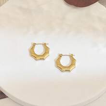 10/6/4 Pairs Stainless Steel Gold-Tone Earrings, Heart, Diamond, Round, Geometric Shapes, Vintage Fashion Earrings For Women. Random Assorted Styles, Hypoallergenic, Lightweight & Versatile, Suitable For Casual Daily Wear, Girls Jewelry Gift. - Gold - View 7