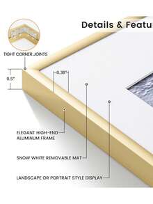 3pc Poster Frames Aluminum Gold 30x40cm 50x70cm 40x60cm Picture Photo Frame For Photo Gallery Simple With HD Plexiglass Mat, Horizontal Or Vertical Wall Mounting, For Wall Art Mounting Print Home Decor Living Room Decoration Christmas Valentine's Day Gift - 金色3pcs - 查看 2