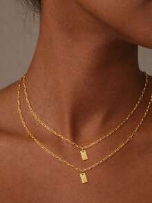 FOREVER QUEEN S925 Sterling Silver Gold Plated English Letter Necklace, Delicate Gold Letter Pendant Name Necklace, Jewelry Gift - Gold - View 5