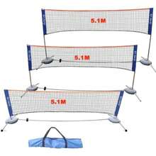 Portable Height Adjustable Badminton Volleyball Tennis Net Set Multi-Purpose Sports Equipment with Poles Stand and Carry Bag Outdoor Exercise 5.1m/17ft - como en la foto - Ver 2