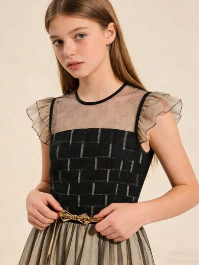 1pc Kids Elastic Waist Chain Belt, Girl Belts, Belts For Girl, Y2K Style Rhinestone Bow Elastic Waist Belt, Suitable For Dresses, Shirts, Parties, Holidays, Birthdays, New Year