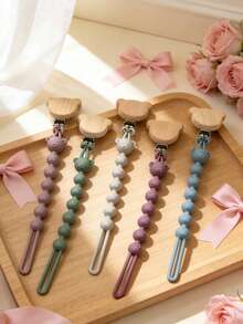 Personalized Silicone Pacifier Clip With Teddy Bear Design, Anti-Lost Chain, Ideal Gift For Baby Christening - Multicolor - View 5