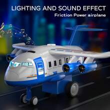 TEMI 11.8 英寸 * 10.2 英寸 * 7 英寸儿童飞机车玩具，逼真惯性飞机，带音乐、故事、灯光，合金飞机模型，益智DIY玩具 - 藍色 - 查看 5