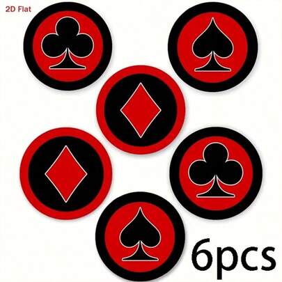 6/60pcs (With/With Holder) Poker Suit Heart & Clover Wooden Cup Coasters, Suitable For Yard, Kitchen, Living Room, Home Gathering Tabletop Decor, Gift For Friends & Family, Suitable For Valentine's Day, Wedding, Birthday Party, Home Decor Accessories