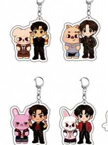 亚克力双面钥匙扣动漫周边精致挂件，PVC钥匙扣周边收藏玩具小礼物背包挂件饰品 - 彩色 - 查看 2
