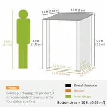 Garden Shed, 1 X 1 M, Metal, 0.92 M², Galvanized Steel, Dark Grey - Dark Grey - View 8