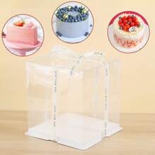 1个透明蛋糕盒，带透明盖，适用于蛋糕、糕点、巧克力、饼干、馅饼、生日派对、婚礼、情人节、礼品包装（不含丝带） - 彩色 - 查看 7
