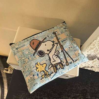  1 túi đựng mỹ phẩm Snoopy hoạt hình graffiti, túi xách tay vải canvas dễ thương, túi đựng mỹ phẩm Snoopy đáng yêu, món quà nhỏ hoàn hảo cho người hâm mộ, gia đình và bạn bè, quà tặng Ngày Valentine, quà tặng Năm mới, quà tặng Lễ Phục sinh.