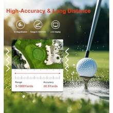 Golf Rangefinder with Slope and Pin Lock Vibration 1000YD Golf Range Finder 6X Magnification and HD LCD Rechargeable with Magnetic Stripe Laser Range Finder for Golf - En blanco y negro - Ver 4