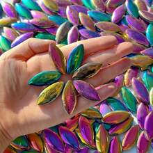 100g/200g Electroplated Metal Tone Willow Leaf Shaped Mosaic Materials, High-Temperature Fired Durable And Fade-Resistant Mosaic Particles, Suitable For Various DIY Art Creations, Wall Inlay Paintings, Art Backdrop Wall Landscaping - DDLY - View 3