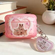 Cute Heart Cat Protective Case Compatible With Apple Wireless Earphone Case, Scratch-Resistant And Anti-Drop - Clear - View 8