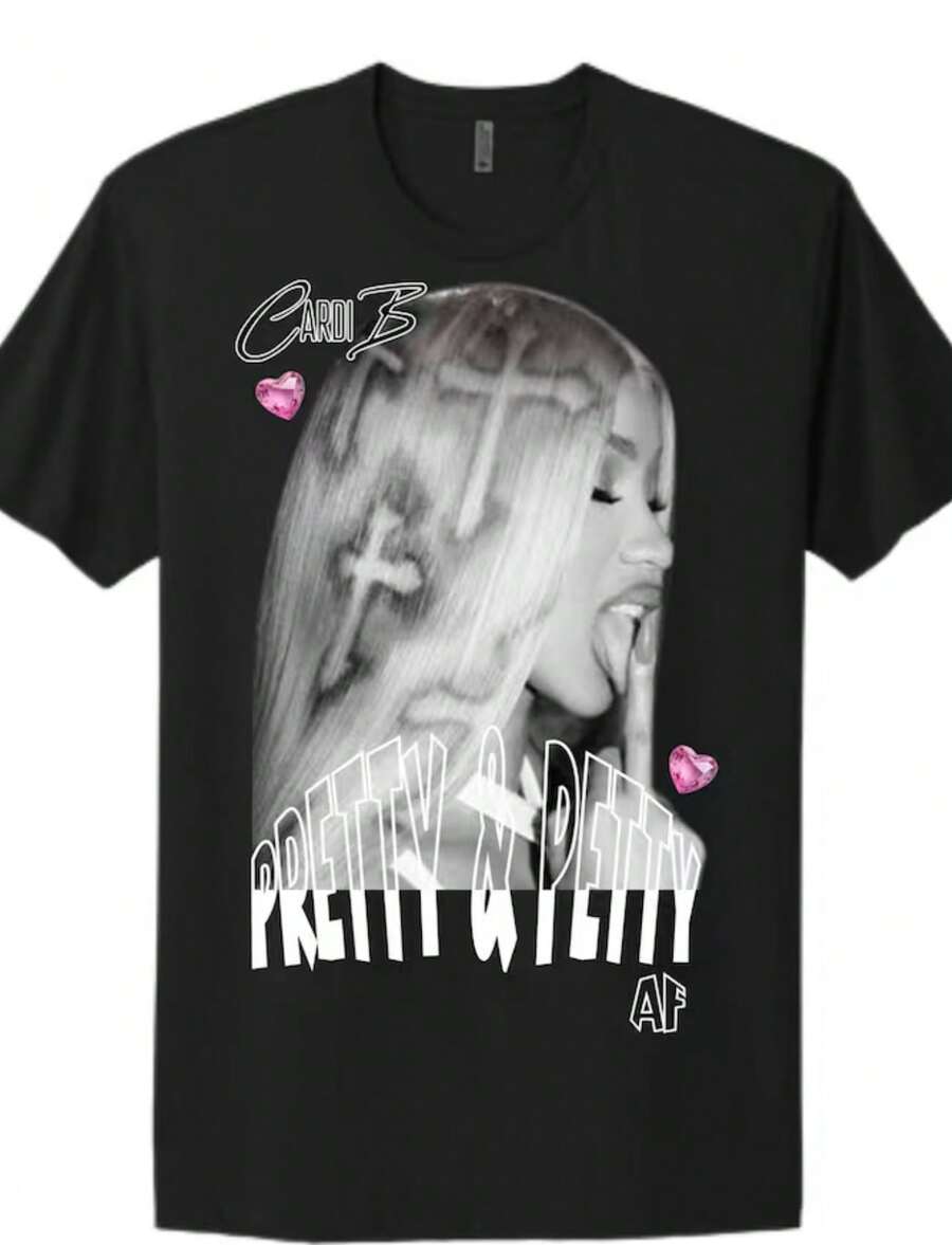 Pretty & Petty Graphic Tee _ Statement T-Shirt _ Hip Hop Top - màu đen - Xem 1
