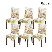 1/2/4/6/30pcs Easter Theme Dining Chair Covers, Cute Rabbit & Egg Pattern, Suitable For Dining Table, Dining Room Holiday Decor, Adding Warm Spring Atmosphere For Family Gathering Or Holiday Arrangement, Removable & Washable Chair Slipcovers - Multicolor - View 13