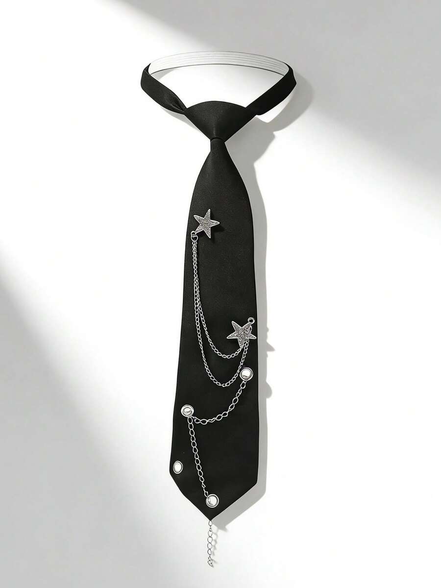 Women's Fashion Casual Star Metal Chain Tie, No Tie Required, Vacations, And Traveling - màu đen - Xem 1