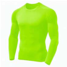 Men's Thermal UV Protection Shirt, Long Sleeve Base Layer Shirt - 青檸色 - 查看 2