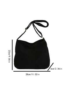 New Large Capacity Velvet Shoulder Bag, Casual Crossbody Bag, Cloth Bag, Commuting Travel Cloth Bag, College Student Bag - Black - View 2