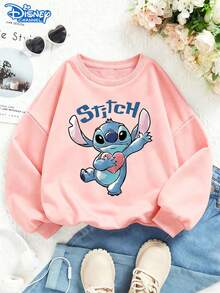 Official Disney Merch, Lilo & Stitch "Heart Wave" Sweatshirt, Bold Print, Classic Crewneck, Relaxed Fit, Great Gift For Fans, Unisex - 粉色 - 查看 1