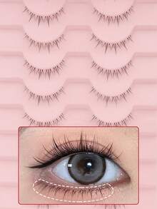 10对动漫风格自然火焰假睫毛，透明睫毛梗，整条假睫毛 - 自然纖長款 - 查看 5