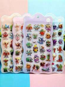 3D立体浮雕贴纸 - 糖果、海洋生物、冰淇淋、太空幽灵、水晶装饰贴纸（儿童版），非常适合手机壳、笔记本、工艺品、趣味贴纸、日记扩展页、3D立体浮雕贴纸和涂鸦贴纸。 - 彩色 - 查看 5