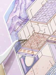 1本大尺寸复古主题创意场景贴纸，升级版迷你复古风景贴纸系列，适用于礼品、办公、家居、标记、标签、教室、娱乐玩具、学生日记本、创意复古装饰贴纸 - 多色 - 查看 9