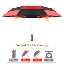 54 inch Golf Umbrella Collapsible - Large Portable Travel Umbrella Compact Auto Open Close Heavy Duty Windproof Vented Umbrella - 01.BaWh - Ver 3