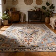 Alfombra de estilo persa lavable, adecuada para sala de estar, dormitorio, sala de té, zapatero y otras decoraciones interiores, alfombra de estilo bohemio de pelo bajo, alfombra antideslizante lavable a máquina - 1PC - Ver 3