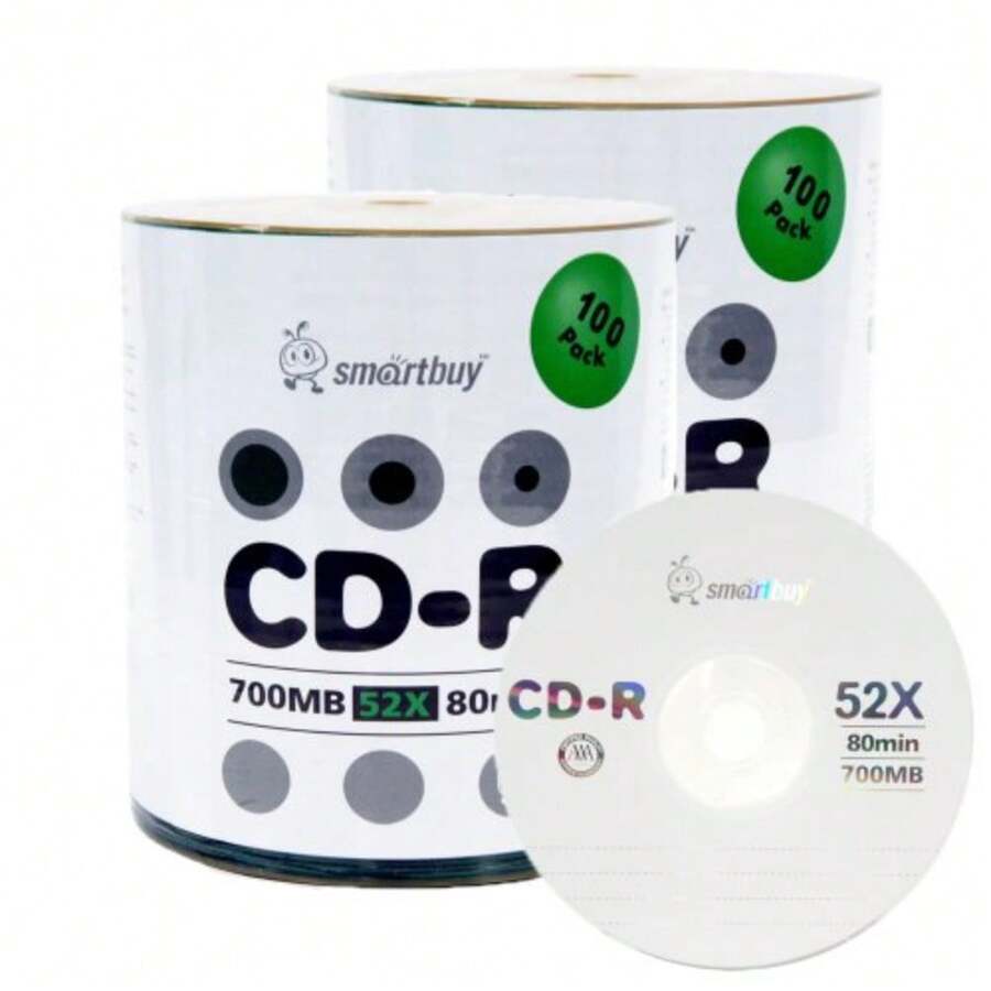 Smartbuy 200 discos 700 mb/80 min 52 discos CD-R con logotipo superior en blanco - 100 discos - Ver 1