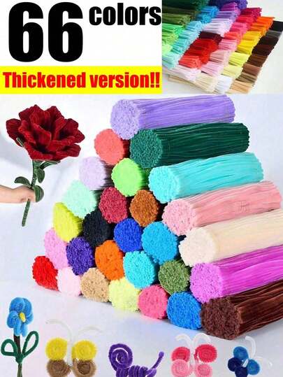 100pcs Fluffy Cleaning Sticks, Soft Fuzzy Craft Sticks Suitable For DIY Flower Bouquets, Floral Arrangements, Children's School Art Projects, Party Decorations, Graduation, Weddings, Birthday Gifts, Mother's Day, Christmas And Other Holiday DIY Crafts