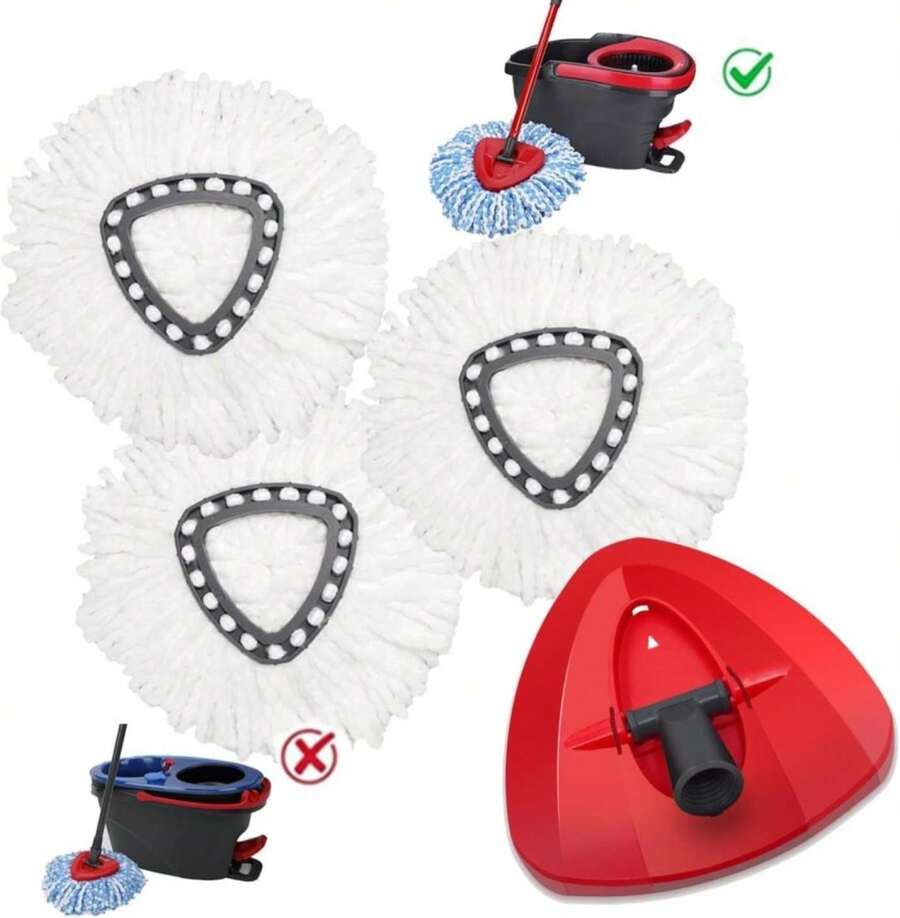 Easywring 1-Tank System,Mop Replacement Heads For O-Ceda Replace , Spin Mop Heads Replacements, Microfiber Spin Mop Refills, Easy Cleaning Head Replacement (1 Base+3pcs White) - Màu A - Xem 1