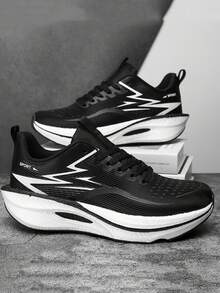 Campus Popcorn Sole Casual Sports Shoes, Outdoor Sports Running Shoes, Basketball Shoes, Breathable & Comfortable, Lightweight (Tongue With/Without Letters Randomly, Asymmetrical Sole Pattern, Random Delivery) - Black - View 4