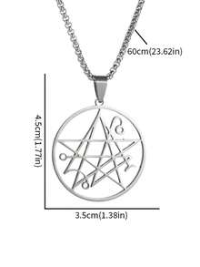 1件精美不锈钢经典死灵之书咒语吊坠项链，男女皆宜，撒旦教洗礼饰品礼品 - 時尚 - 查看 8