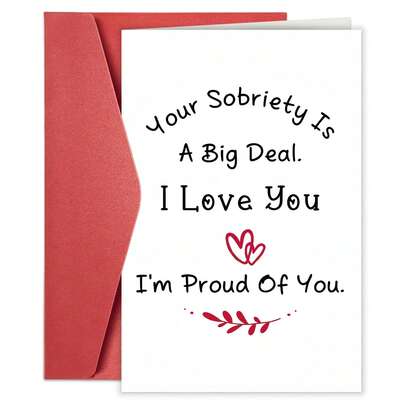 1pc Sobriety Card With Envelope | Ideal For Wedding, Valentine'S Day, Easter, Birthday, Mother'S Day | Messages Of Love And Support For Fathers, Grandchildren, Grandsons, Husbands, Mothers, Sons, Teachers, Wives, Boyfriends, Girlfriends