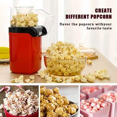 Fashionable Household Advanced Hot Air Mini Popcorn Machine, Large Capacity Household Popcorn Machine | Electric Hot Oil Heating, Non Stick Tray, Measuring Cup, Power Supply