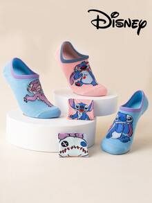 5 Pairs Disney Stitch & Mickey Mouse Printed Ankle Socks, Breathable & Comfortable Summer Invisible Socks, Novelty & Fashionable Women Socks - Multicolor - View 10