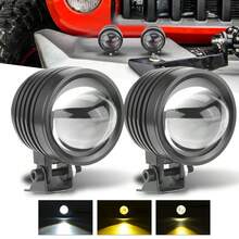 Universal Mini Round LED Off-Road Lights, 3-Mode (White/Yellow/Both) For Cars, SUVs, Dirt Bikes, Easy Install Waterproof Driving Fog Lamps - A - View 2