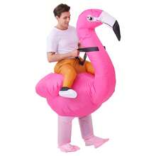 Valentine's Day Getaway! Couple's Pink Flamingo Inflatable Costume, Vibrant Contrast Fabric For Pool Party PDA - Flamingos - View 5