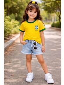 Girls' Brazil Shirt, Sizes 4 To 14 Years. - 黃色 - 查看 1