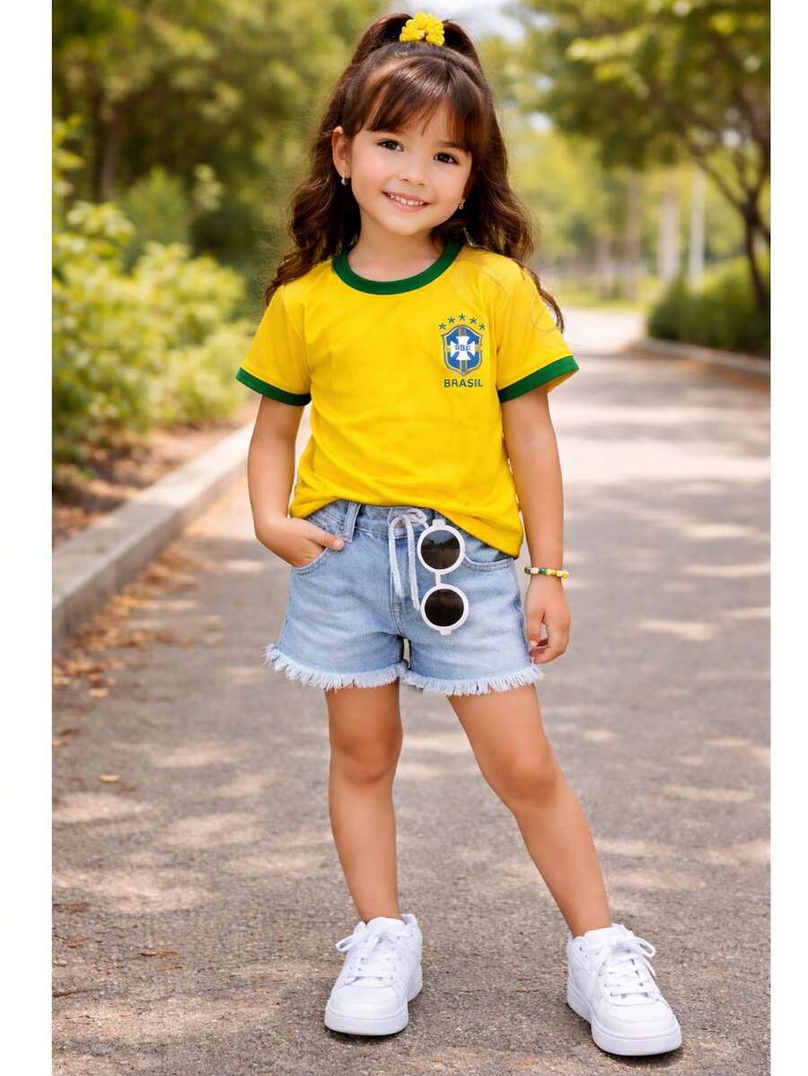 Girls' Brazil Shirt, Sizes 4 To 14 Years. - 黃色 - 查看 1