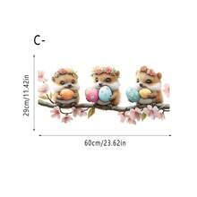 1 pieza Pegatina de vidrio para decoración de Pascua, hecha de película de vinilo estático con diseño lindo de erizo y pájaro, pegatina de vidrio removible para escaparate de tienda y decoración de vacaciones de Pascua - Multicolor - Ver 11