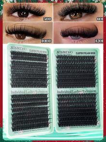 640/576/384 piezas Racimos de pestañas individuales estilo D Curl, esponjosas, de 30D-200D, 10-18mm. Kit de extensión de pestañas individuales extra gruesas, de volumen dramático, ultra suaves y súper ligeras, reutilizables, para uso personal en casa, Halloween, cosplay y vida diaria. - DD - Ver 10