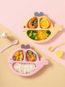 卡通海豚造型分隔餐盘带勺餐具套装 - 彩色 - 查看 8