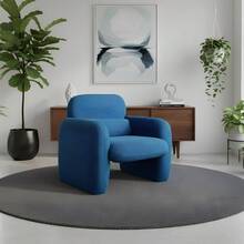 Bossa – Sillón Individual para Sala, Dormitorio u Oficina, Tapizado Cómodo Moderno de Fácil Armado – Roppongi - Azul - Ver 1